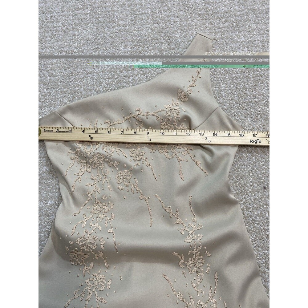 Eureka One Shoulder Beige Embroidered Gown Medium Size M - Picture 10 of 16